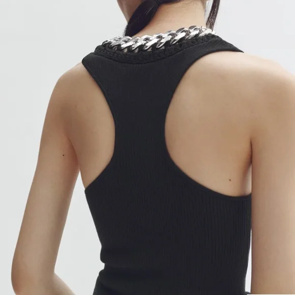 Stella McCartney H&M - Chain-Detail Ribbed Tank Top - size M, NWT